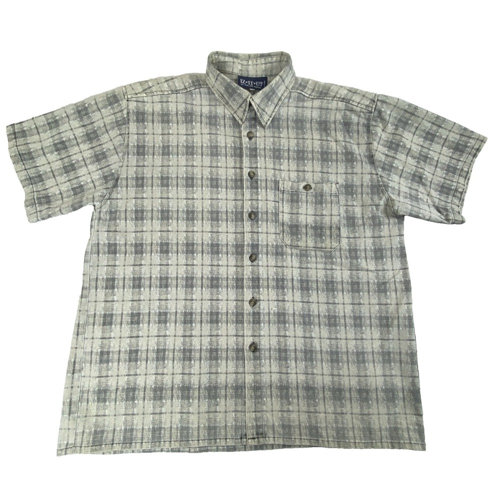 Vintage Iz It U Mens Shirt Size 2XL Plaid Button Down Short Sleeve Made in USA